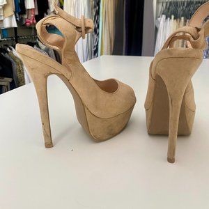 Tan super tall sexy platform heels